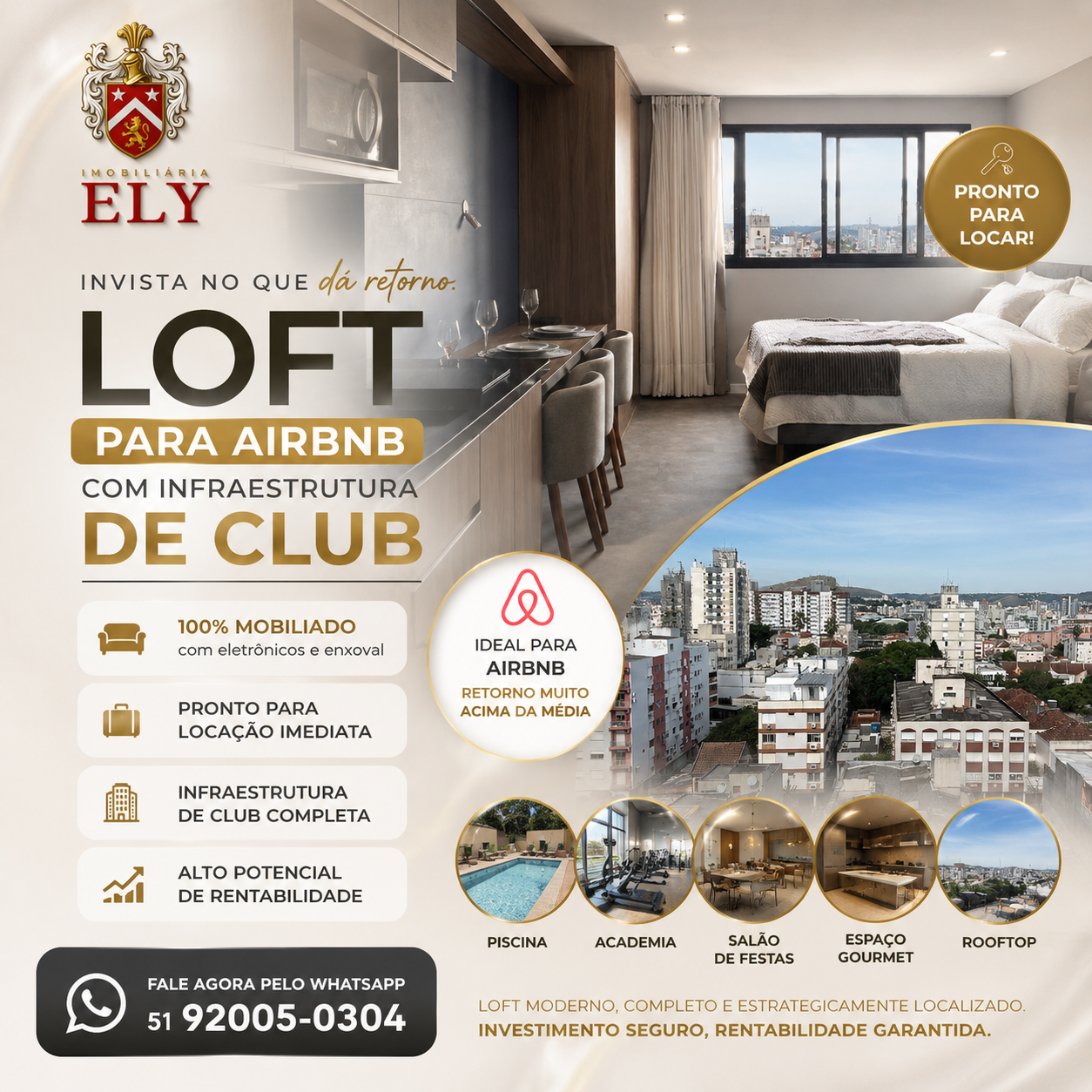 Loft Mobiliado Pronto para Airbnb com Infraestrutura de Club